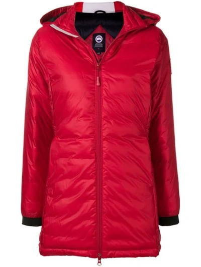 Shop Canada Goose Hooded Padded Coat In Red