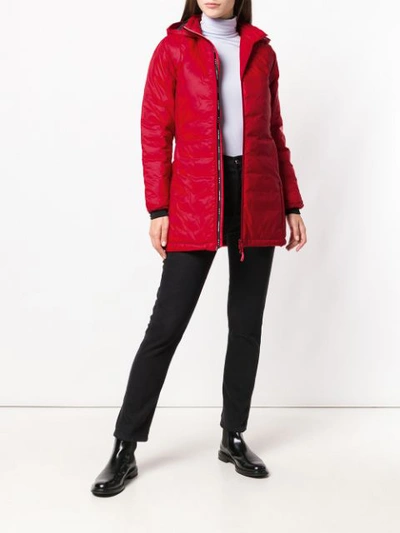Shop Canada Goose Hooded Padded Coat In Red