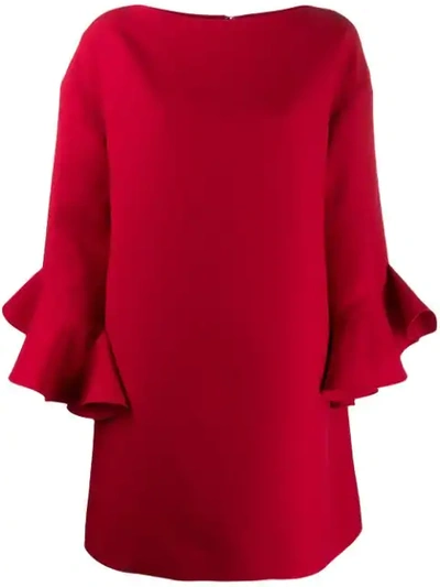 Shop Valentino Trumpet-sleeve Shift Dress In Red