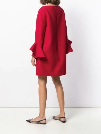 Shop Valentino Trumpet-sleeve Shift Dress In Red