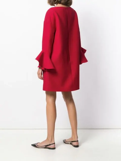 Valentino Trumpet-sleeve Shift Dress In Red