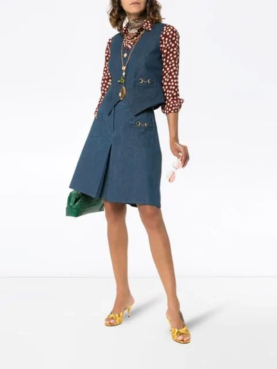Shop Gucci Horesbit Denim Waistcoat In Blue