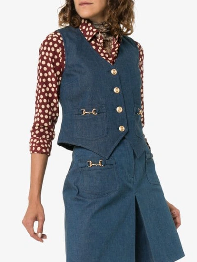 Shop Gucci Horesbit Denim Waistcoat In Blue
