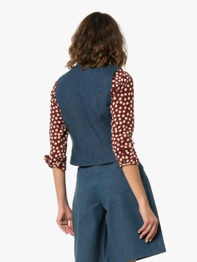 Shop Gucci Horesbit Denim Waistcoat In Blue