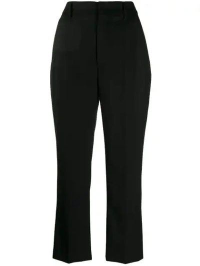 Shop Prada Flared Cropped Trousers In Black