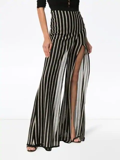 Shop Balmain Stripe Wrap Trousers In Black