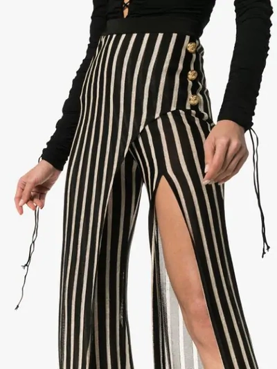 Shop Balmain Stripe Wrap Trousers In Black