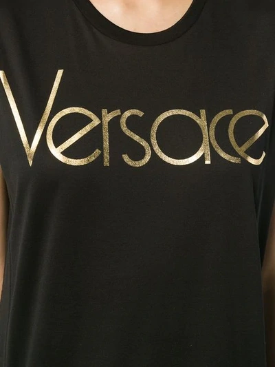 Shop Versace Logo T-shirt Dress In Black