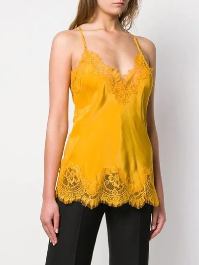 Shop Gold Hawk Lace Panel Top In Yellow