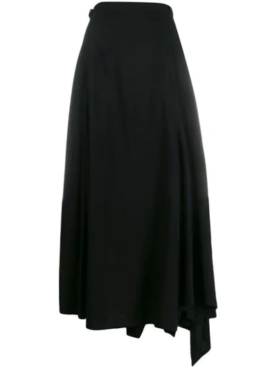 Shop Yohji Yamamoto Sweeping Maxi Skirt - Black