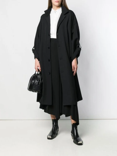 Shop Yohji Yamamoto Sweeping Maxi Skirt - Black