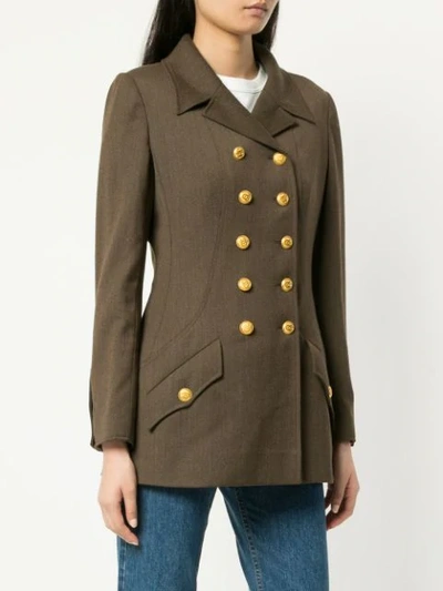 Pre-owned Chanel Vintage Double Breasted Coat - Green
