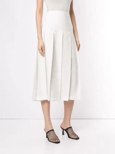 Shop Jil Sander Midi Pleated Skirt In White