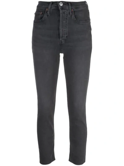 Shop Re/done Cropped Skinny Jeans In Grey