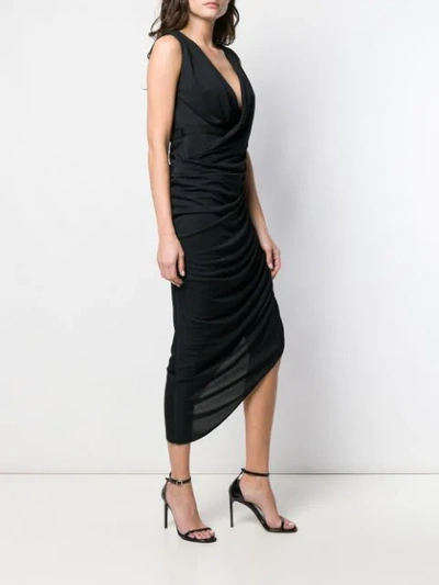 Shop Lanvin Ruched Asymmetric Dress In Black