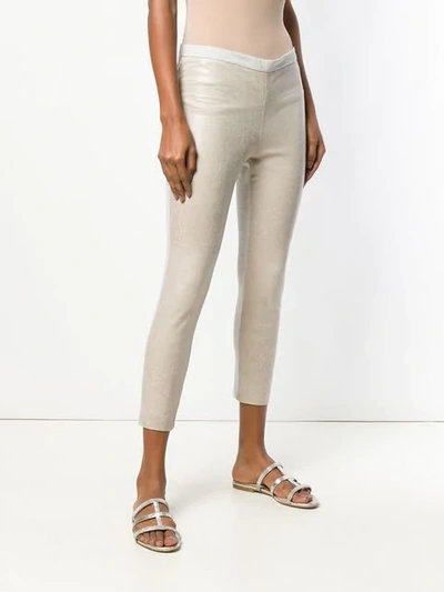 Shop Fabiana Filippi Skinny Cropped Trousers In Neutrals