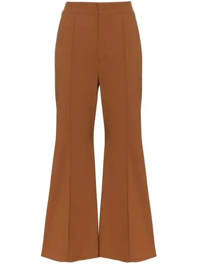 Shop Chloé Bell Bottom Trousers In Brown