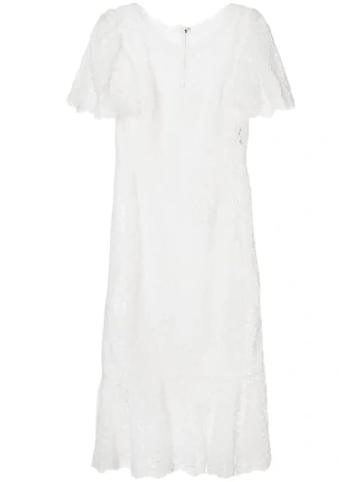 Shop Dolce & Gabbana Lace Midi Dress In White