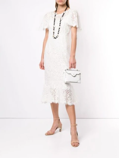 Shop Dolce & Gabbana Lace Midi Dress In White