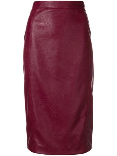 Shop Stella Mccartney Faux Leather Pencil Skirt In Red