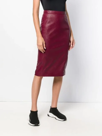 Shop Stella Mccartney Faux Leather Pencil Skirt In Red
