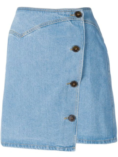 Shop Nanushka Amita 80's Wash Denim Skirt In 80'swash Blue