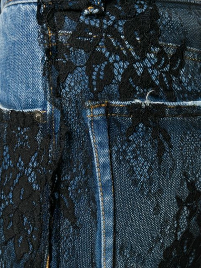 Shop Almaz Lace Overlay Skinny Jeans - Blue