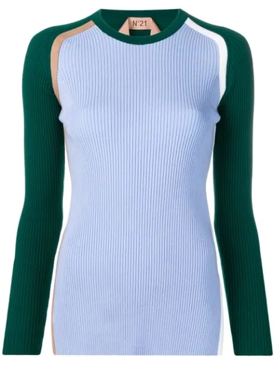 Shop N°21 Colour Block Sweater In Blue