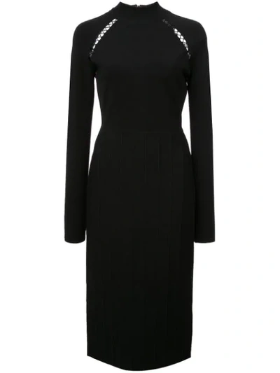 Shop Lela Rose Ribbed Detail Fitted Dress - Black