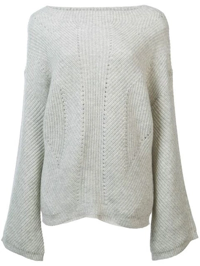 Shop Nili Lotan Ribbed Knit Sweater In Grey
