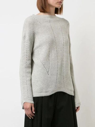 Shop Nili Lotan Ribbed Knit Sweater In Grey