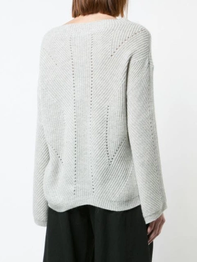 Shop Nili Lotan Ribbed Knit Sweater In Grey