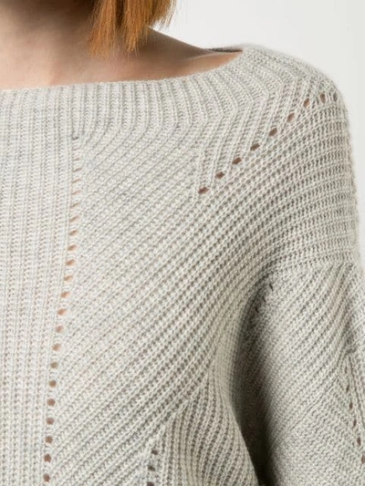 Shop Nili Lotan Ribbed Knit Sweater In Grey