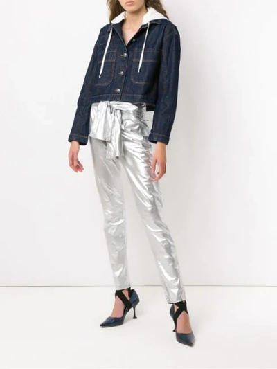 Shop Andrea Bogosian Cropped Denim Jacket In Blue