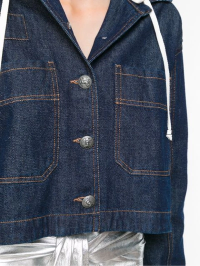 Shop Andrea Bogosian Cropped Denim Jacket In Blue