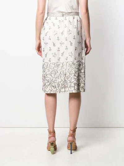 Pre-owned Valentino Bead Embroidered Straight Skirt In Neutrals