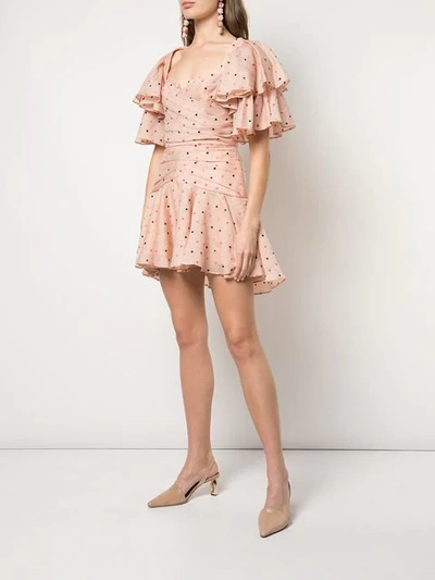 Shop Acler Ruffled Spot Print Mini Dress - Pink