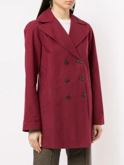 Pre-owned Louis Vuitton Damier Trench Coat In Red