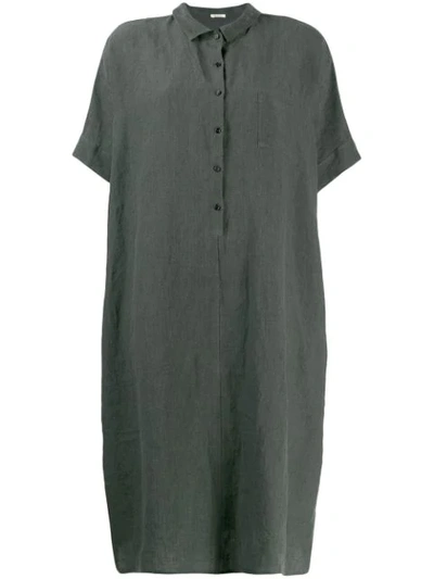 Shop Apuntob Oversized Henley Dress In Green