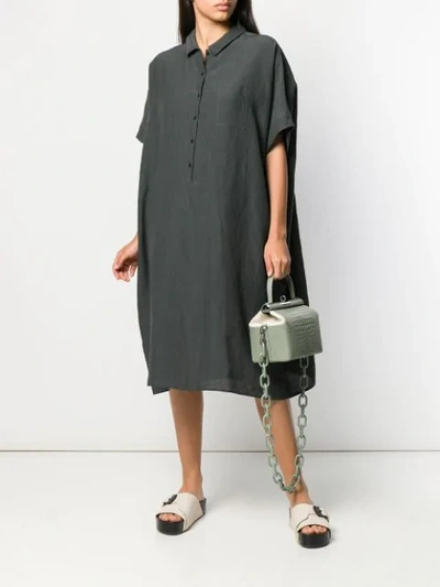 Shop Apuntob Oversized Henley Dress In Green