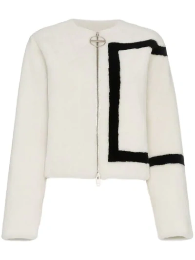 Shop Givenchy Shearling-jacke Mit Kontraststreifen In White