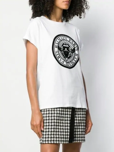 Shop Balmain Medallion Print T-shirt In White