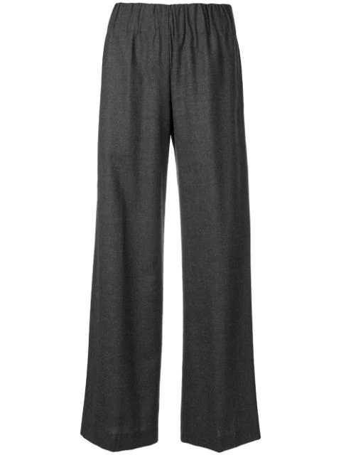 flared grey trousers