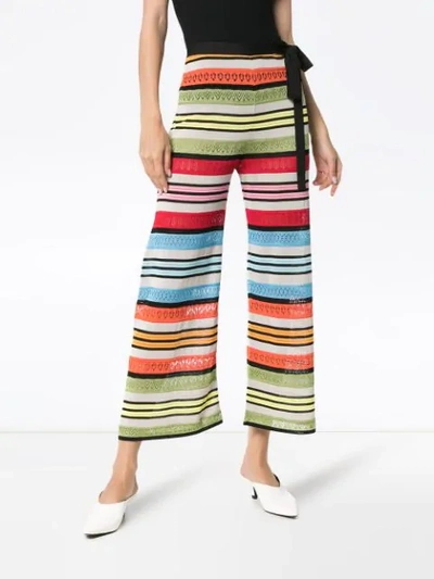 Shop Mary Katrantzou Rego Stripe Wide Leg Trousers In Green