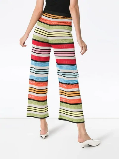 Shop Mary Katrantzou Rego Stripe Wide Leg Trousers In Green