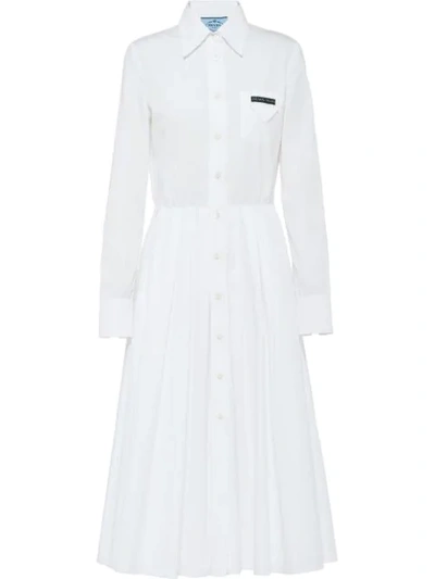 Shop Prada Hemdkleid Mit Falten In White