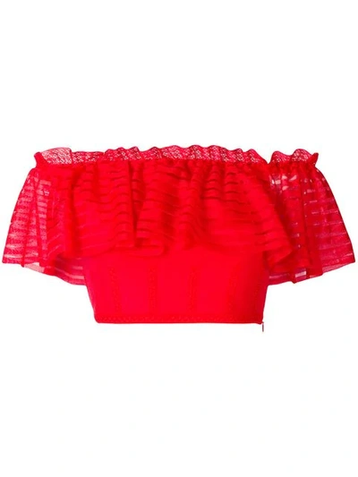 Shop Alexander Mcqueen Schulterfreies Cropped-oberteil In Red