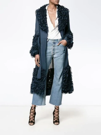 Shop Rosie Assoulin Ruffle Trimmed Coat In Blue