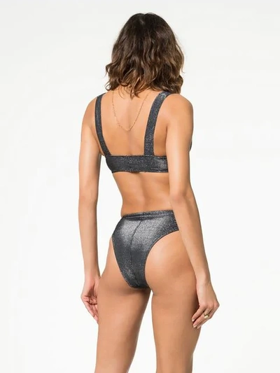 Shop Ack Amore Lurex High Waisted Bikini In Silver