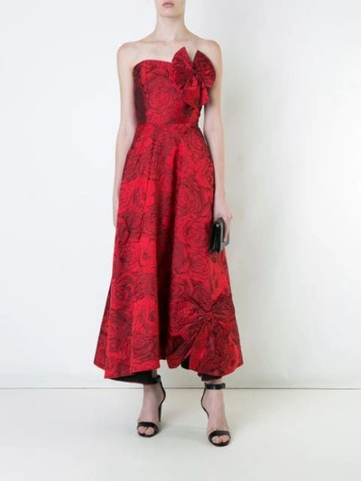 Shop Bambah Rose Patterned Silk Dress In Red